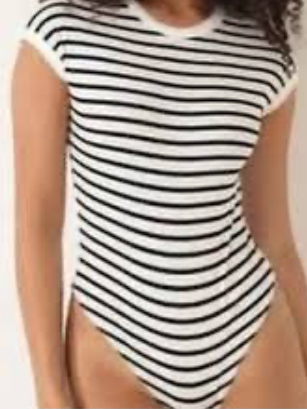 Zara New Striped Bodysuit with Cap Sleeves in Black/White size S
NWT